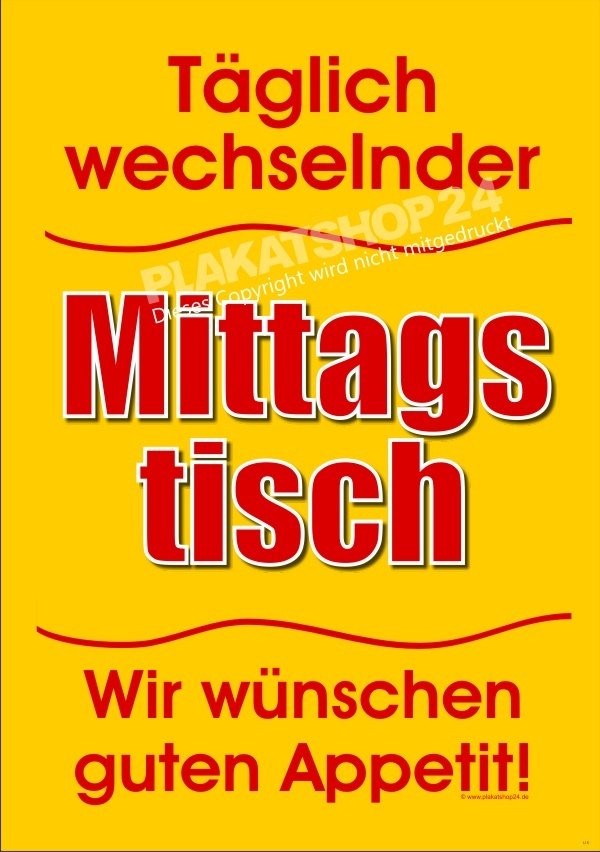 Werbeplakat für Mittagstisch-Werbung