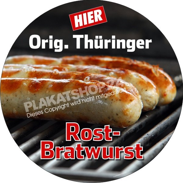 Aufkleber original Thüringer Rostbratwurst mit Bratwurst-Foto