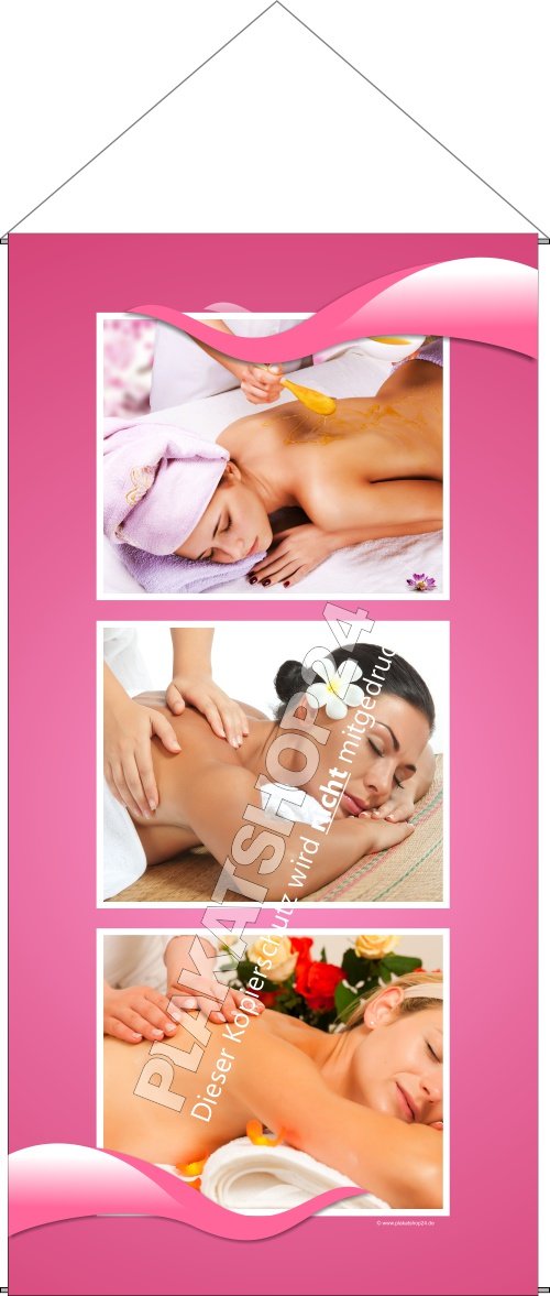 transparentes Textilbanner mit Massagemotiven