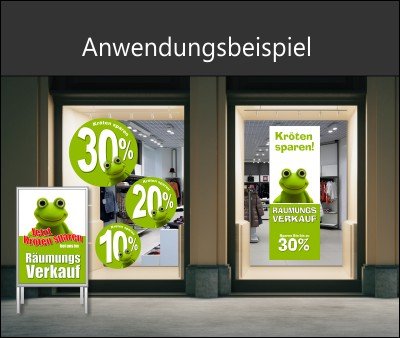 Auffälliges Plakat für den Räumungsverkauf wegen Geschäftsaufgabe