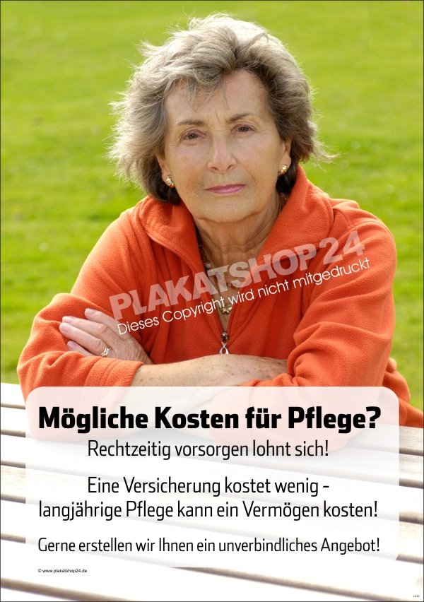 Werbeplakat zum Thema Pflegeversicherung z.B. für Versicherungsmakler