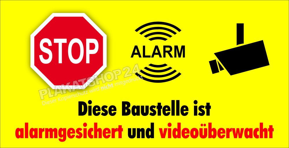 XXL Banner Baustellensicherung Kameraüberwacht - Alarmgesichert XXL Banner Baustellensicherung Kameraüberwacht - Alarmgesichert