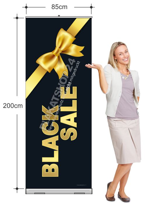 Edles Rollupbanner-Display für den Black-Sale