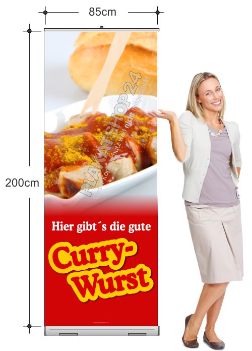 gastro-rollupbanner-currywurst Gastro-Rollupdisplay mit Currywurst-Werbung