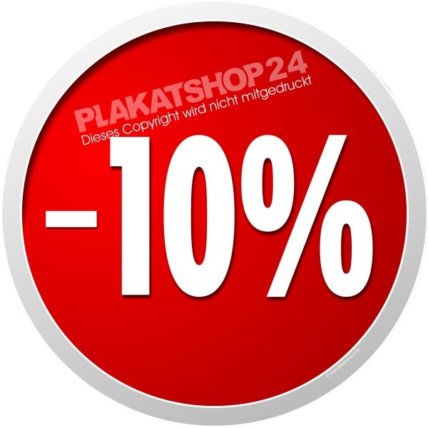 Aufkleber -10% für Sale, Reduziert und Räumungsverkauf