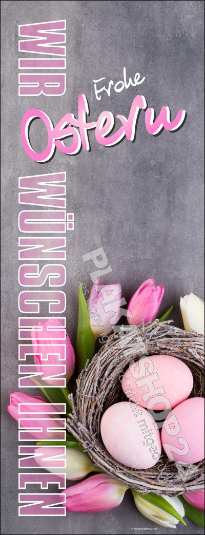 Schönes Osterbanner in Rosé-Magenta