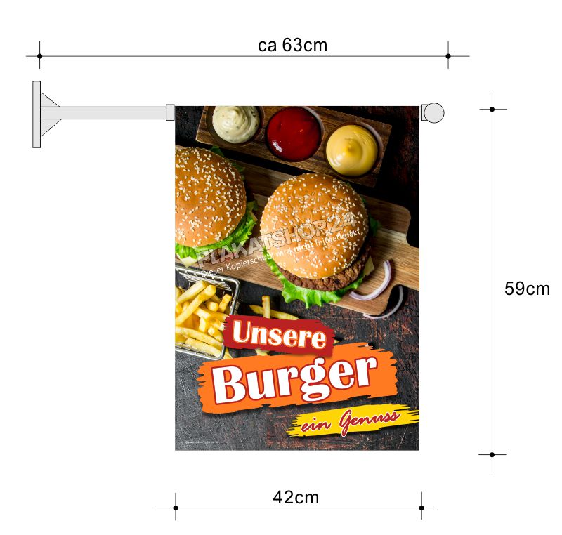 günstige Imbissfahne mit Burger-Motiv