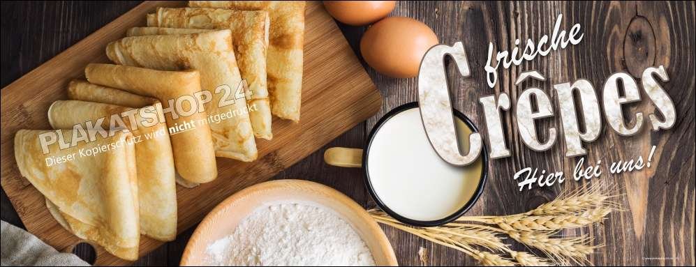 Querbanner Crêpeswerbung für Creperie, Bistro, Eiscafé