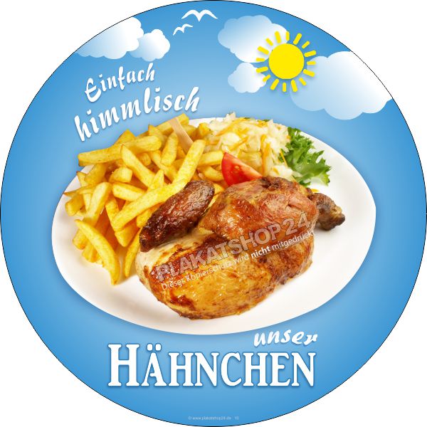 Klebesticker mit Foto Hähnchenteller mit Pommes