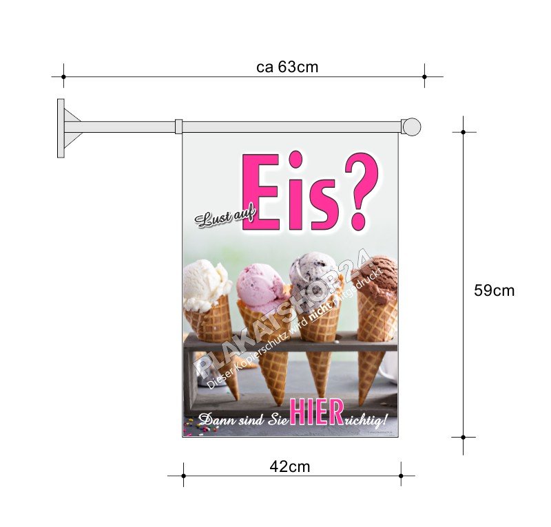 Stockfahne_Eisgenuss Eisflagge A2 Lust auf Eis?