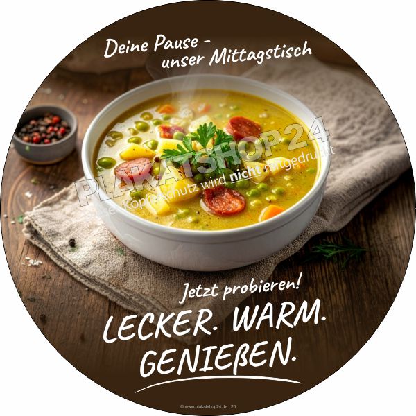 Runde Klebefolie Mittagstisch – Schaufensteraufkleber wetterfest & rückstandsfrei | Plakatshop24