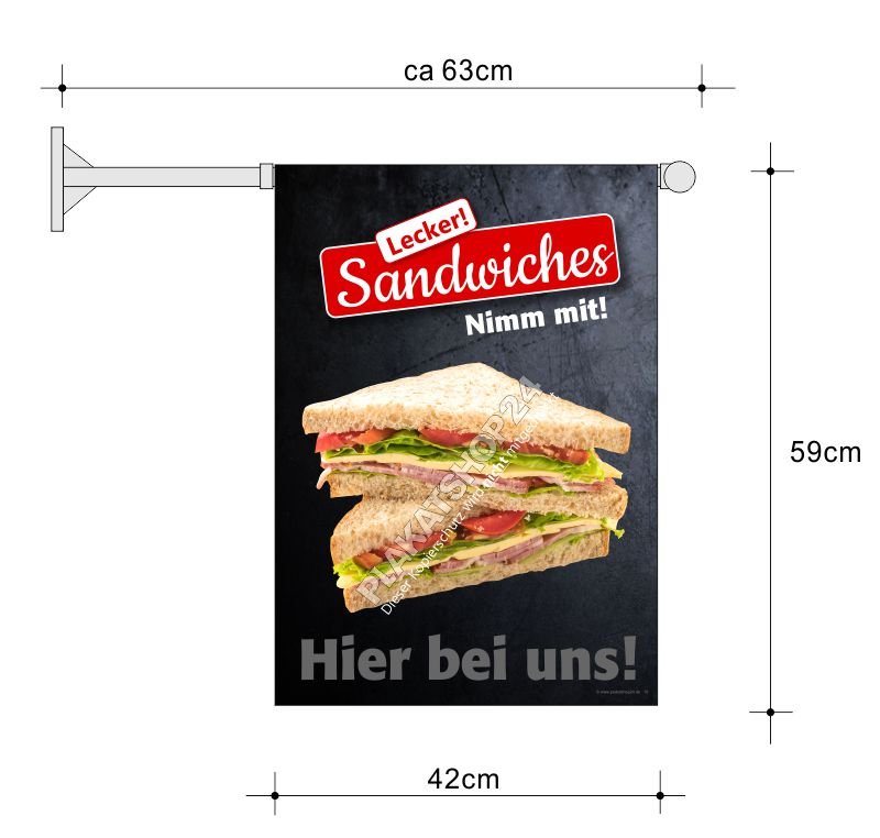 stockfahne-sandwiches Werbefahne Sandwiches zum Mitnehmen