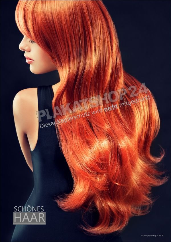 Modernes Frisuren-Plakat mit roten langen Haaren