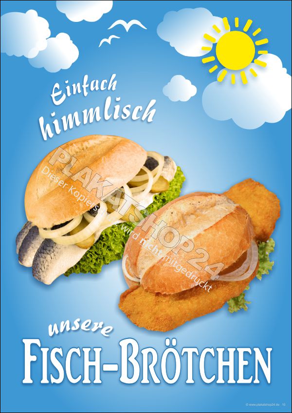 Werbeschild (Plakat) für den Fischbrötchen-Verkauf