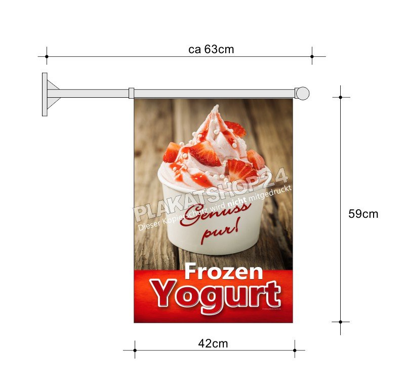 Stockfahne A2 mit Frozen Yogurt-Werbung