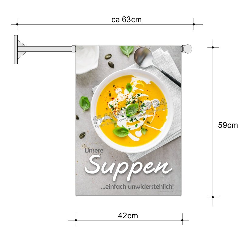 werbefahne-suppe Stockfahne unwiderstehliche Suppen