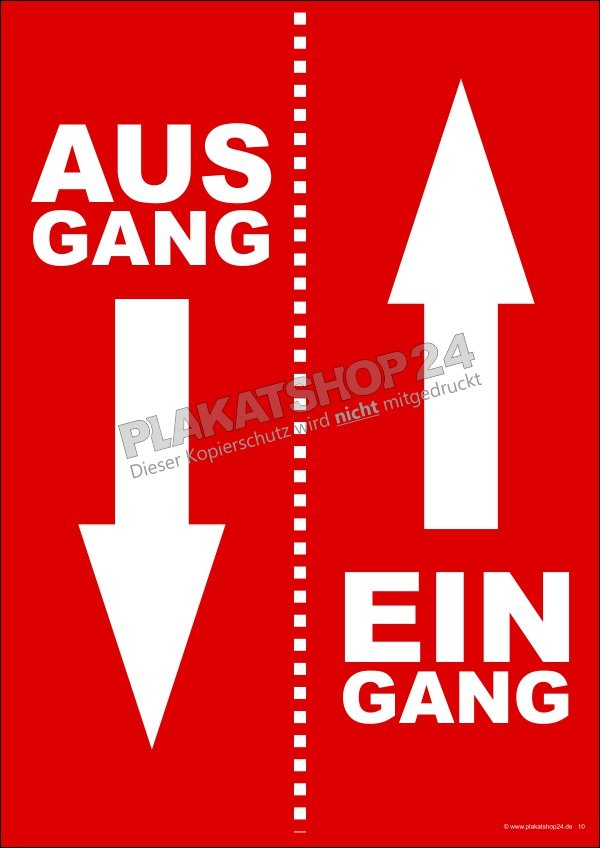 Plakat Eingang Ausgang mit Pfeilen