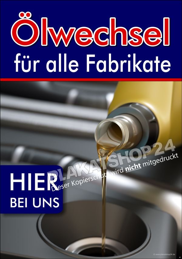 Werbeplakat für Ölwechsel-Service für Autowerkstatt