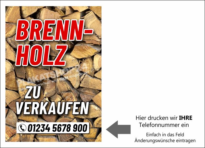 Plakat Kaminholz / Brennholz zu verkaufen Plakat Kaminholz / Brennholz zu verkaufen