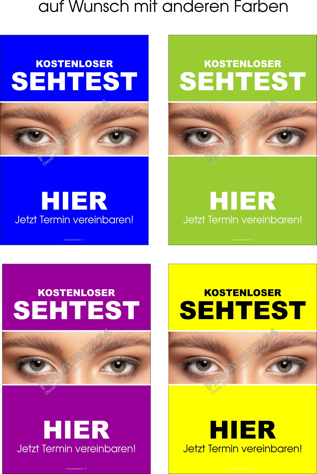 Plakat kostenloser Sehtest beim Optiker