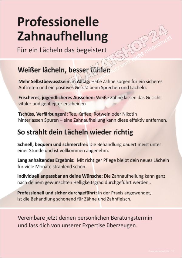Infoplakat Vorteile Zahnaufhellung