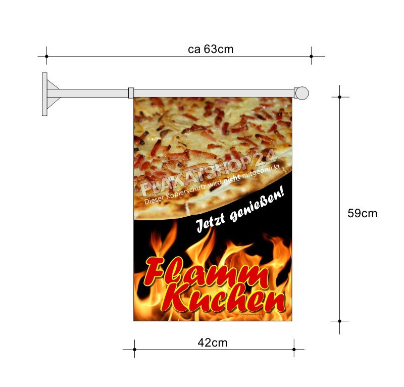 Stockfahne_FlammkuchenzCsMNVRscXIO2 Flammkuchen-Fahne A2 für Flammkuchen-Werbung
