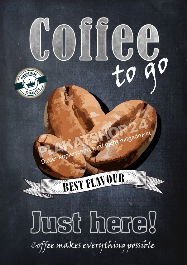 Dekoschild Coffee to go mit Kaffeebohnenabbildung