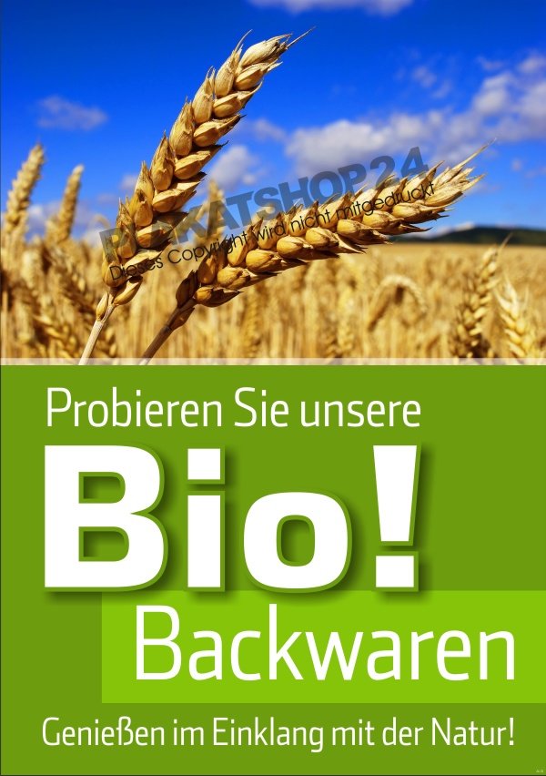 Bio-Backwaren-Plakat für den Verkauf von Biobrot und Biobrötchen