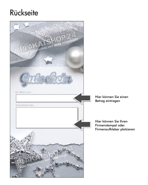 Weihnachts-Gutschein in moderner Silber-Optik