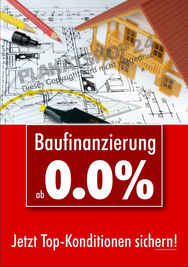 Poster günstige Baufinanzierung für Finanz- und Versicherungsmakler