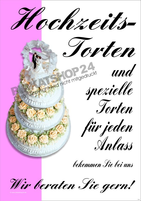 a0b59dc24f210bfec082375f5f881475 Tortenplakat für Werbung für Hochzeitstorten und Festtagstorten