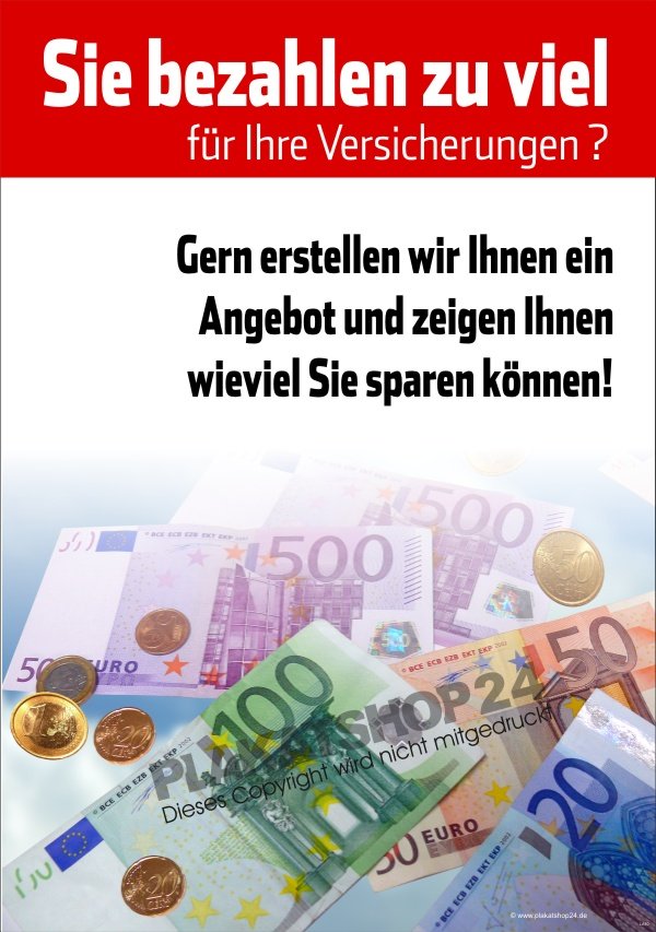 Werbeplakat für günstigere Versicherungen