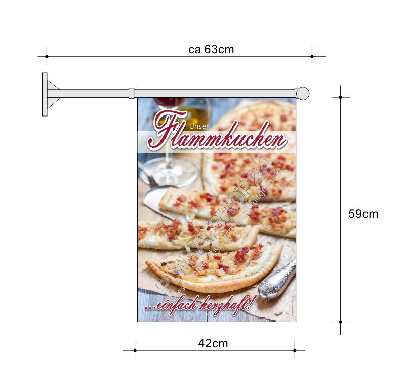 Stockfahne_Flammkuchen Flammkuchen-Fahne A2 für Gastronomie