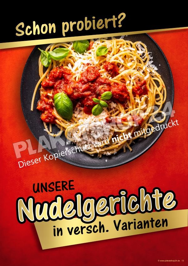 Plakat Nudelgerichte Gastronomie Imbiss