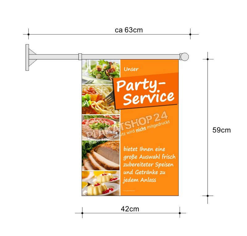 Partyservice-Fahne A2 für Gastronomie und Fleischerei