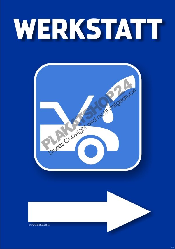 Plakat als Hinweisschild für Autowerkstatt
