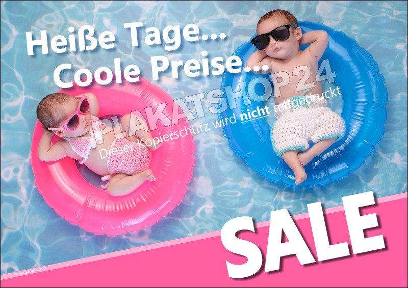 Sale-Plakat im Querformat mit coolem Babymotiv